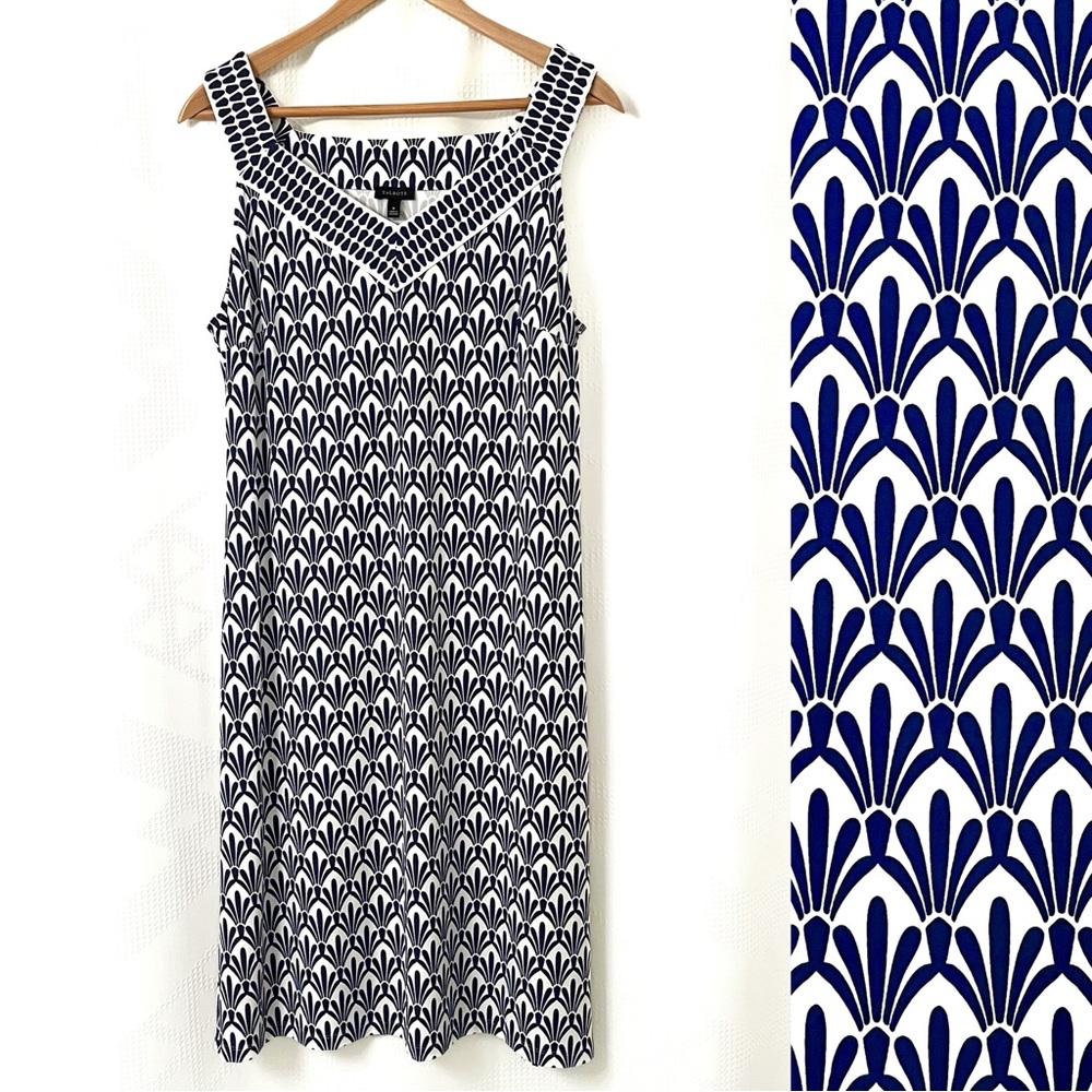 Talbots Easy Wear Navy & White Jersey Dress M